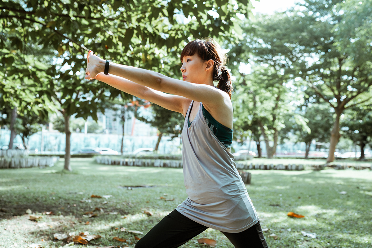 Woman exercising outdoors