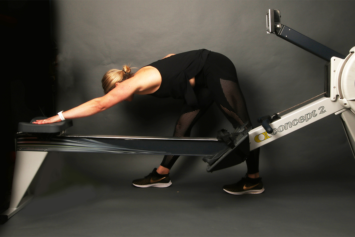 Ergometer Supported Pyramid Stretch for rowing recovery