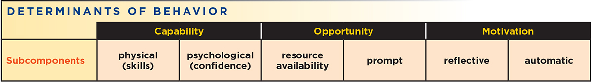 Chart showing behavior change determinants
