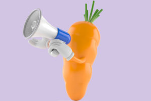 Carrot graphic communicating with megaphone