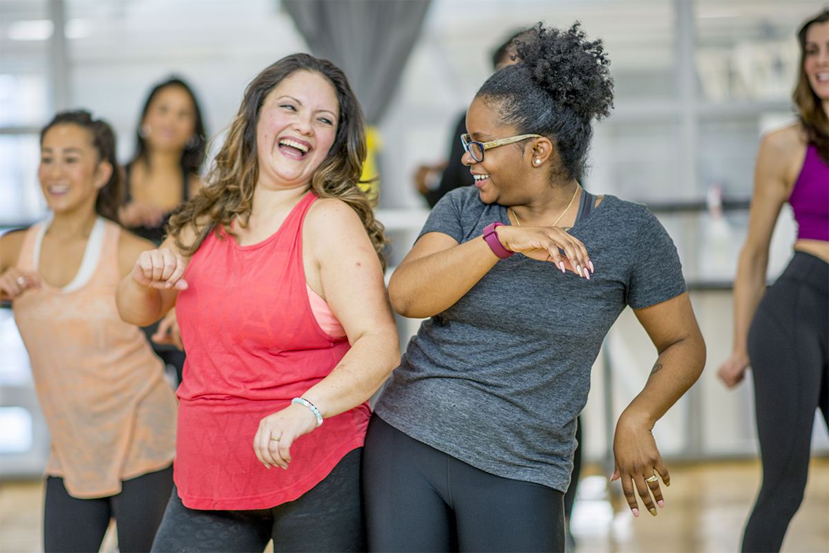 Two women exercising together