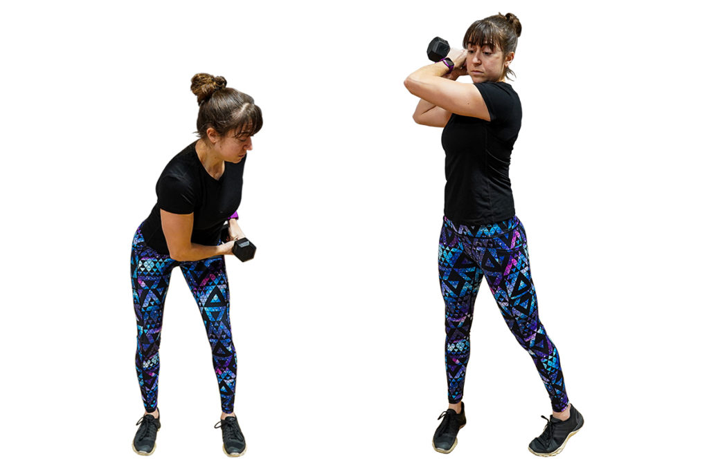 Standing core exercise: dumbbell cross body chop