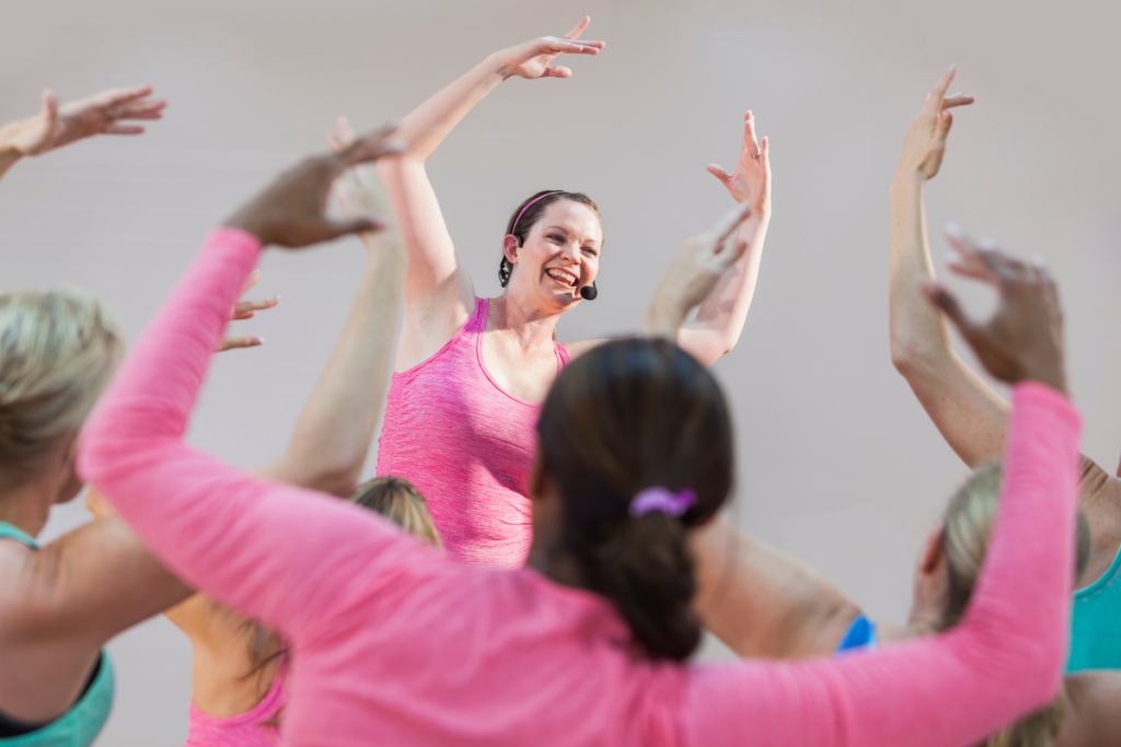 Women in a group fitness class