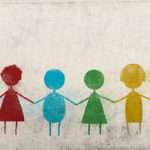 Colorful figures holding hands to represent inclusivity