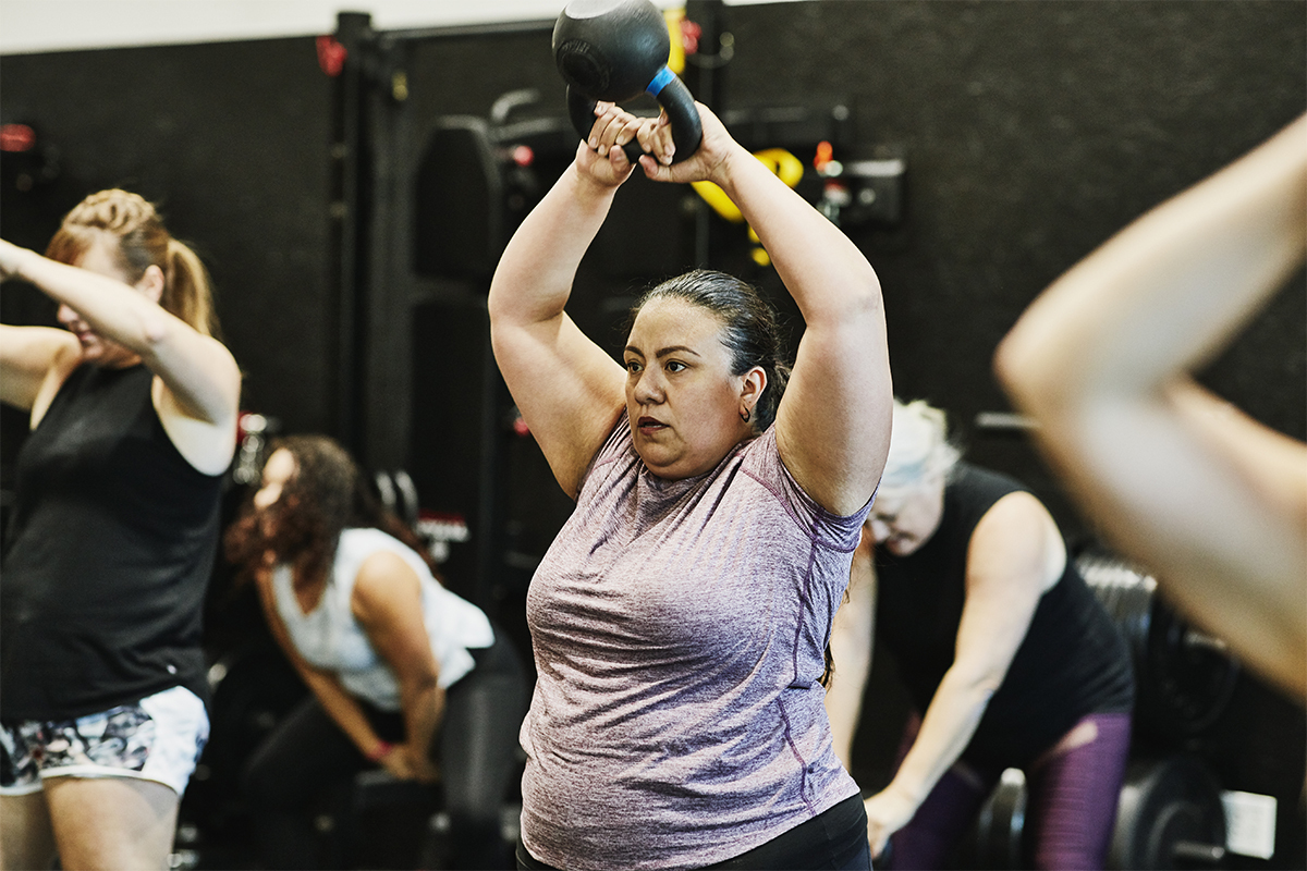 Woman exercising in a gym