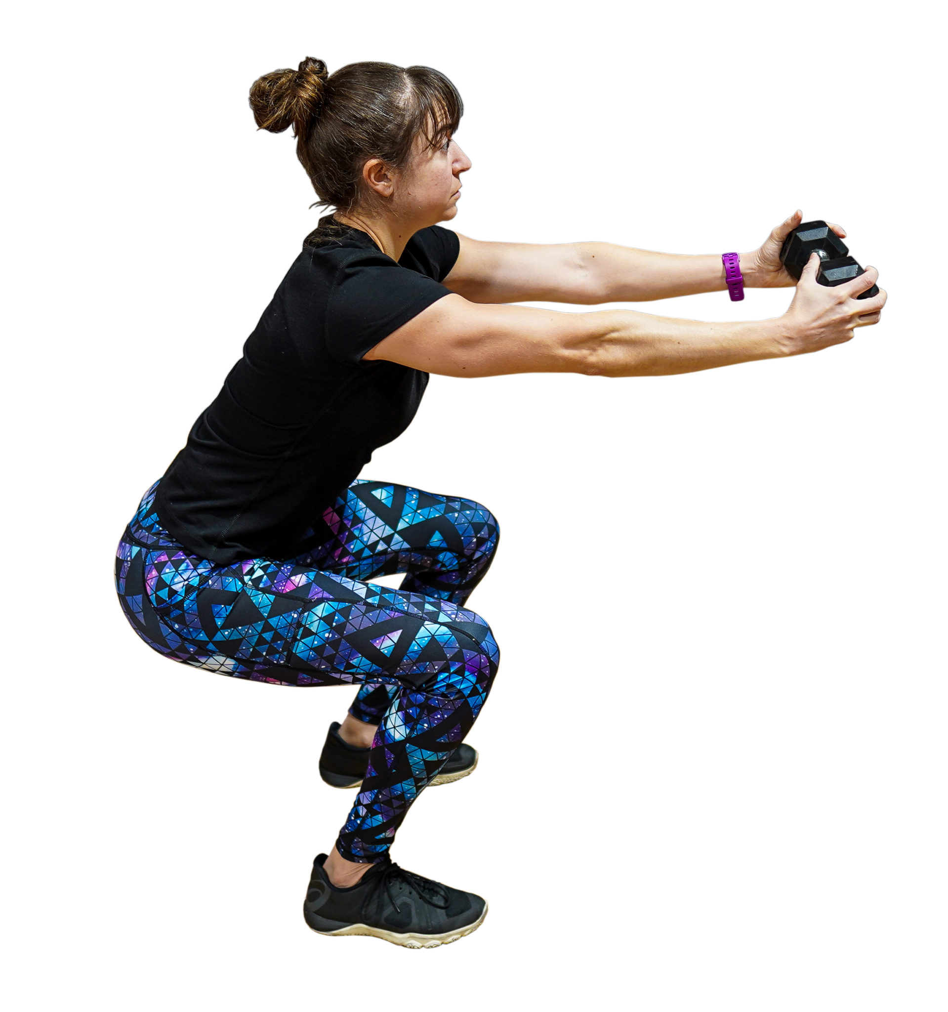 Standing core exercise: squat with chest press