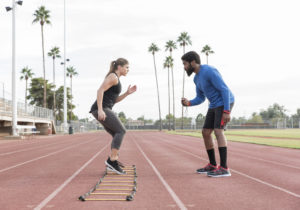 Exercise session with trainer.