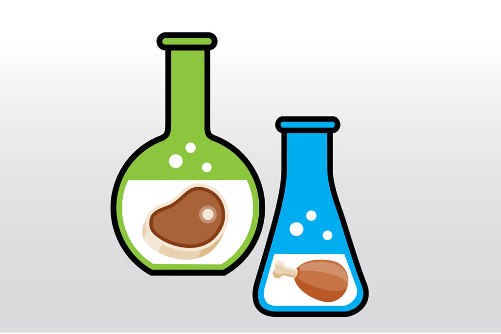 Graphic showing lab-grown meat