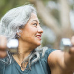 An older woman power training for muscle strength