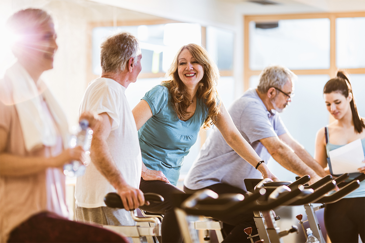 People connecting during a fitness class