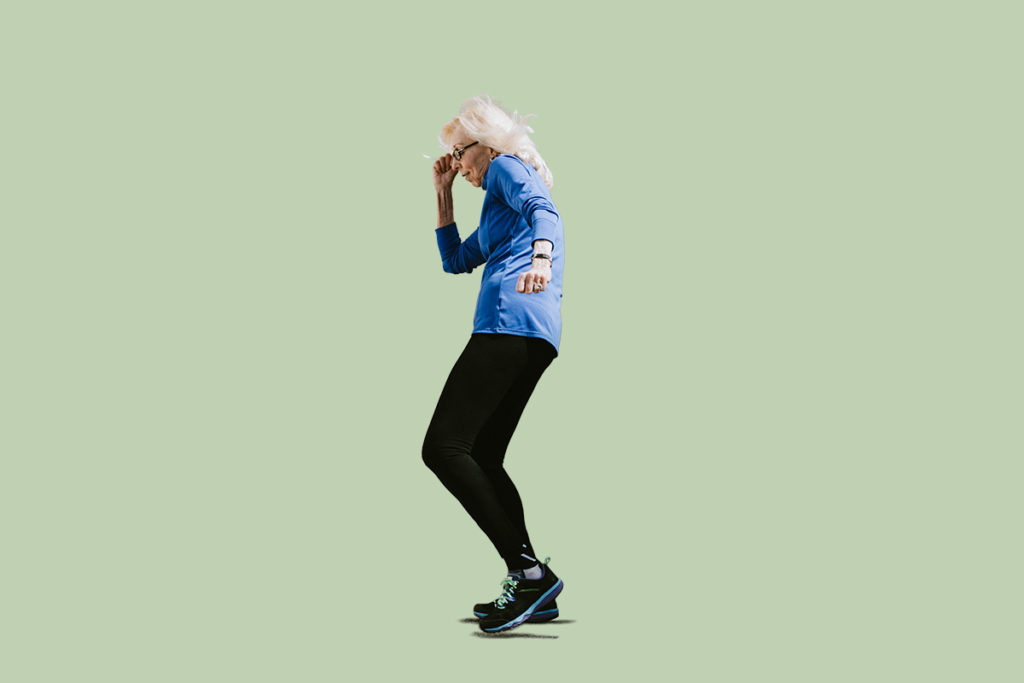 Older woman enjoying the benefits of brisk walking