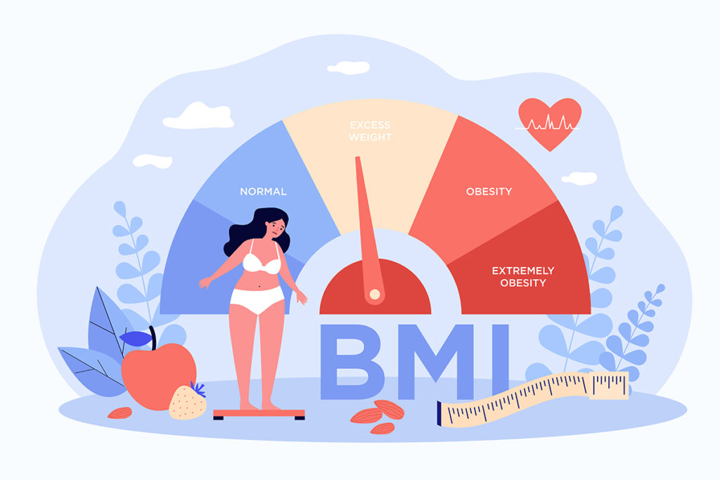 Illustration of woman using BMI system