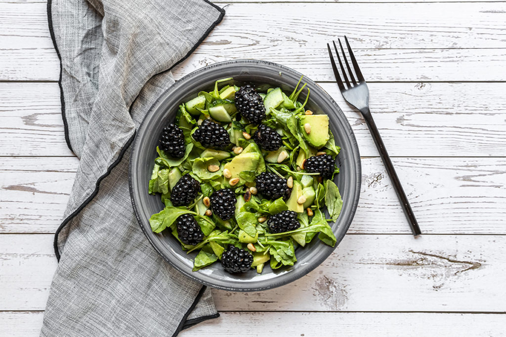 Bowl of salad containing flavonoids