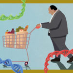 A graphic of a man with a shopping cart and DNA to illustrate nutrigeroscience