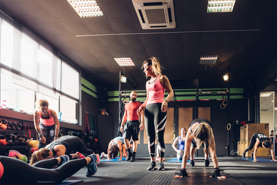 People doing body-weight ladder workout