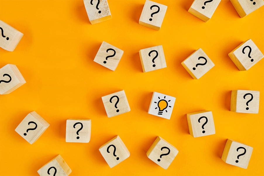 Question marks representing curiosity