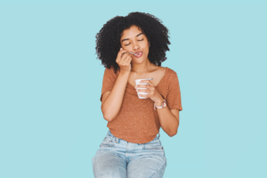 Woman eating dairy fat