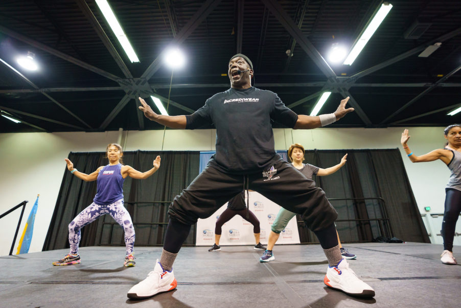Billy Blanks Leads a Class at IDEA World