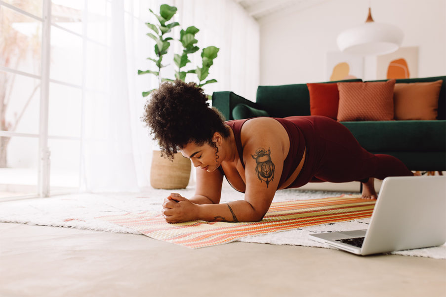 Woman doing isometric training