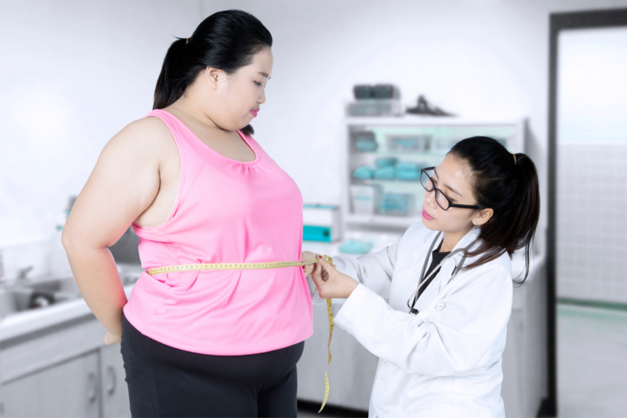 Obese patient with doctor