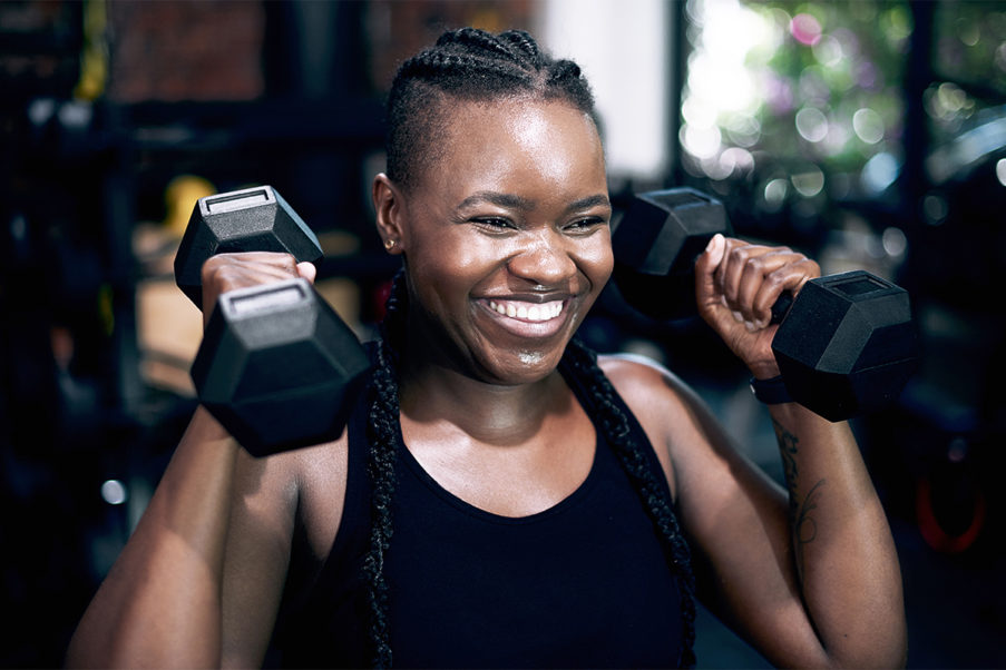 Woman practicing resistance training techniques