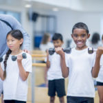 Kids participating in youth fitness and resistance training