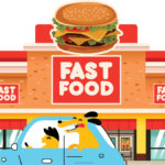 Graphic of people eating fast food