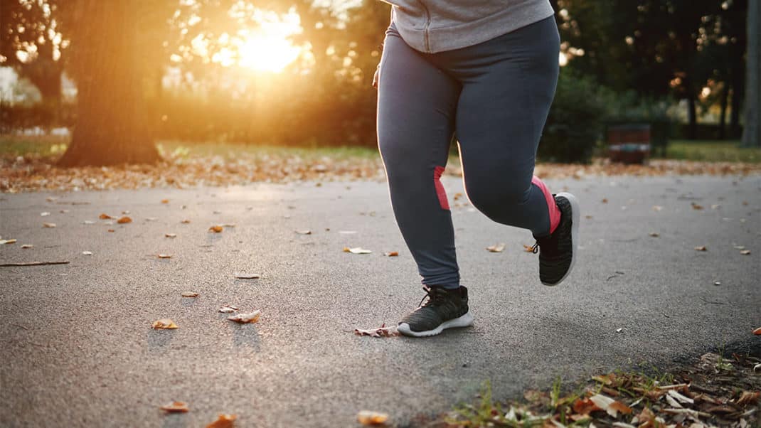 Person with excess weight gain running