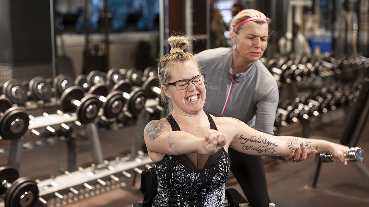 Training woman with disability