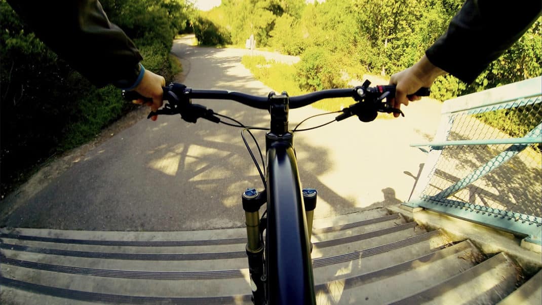 First-person view of someone improving cycling skills
