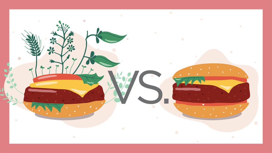 Graphic showing difference of metabolomics in meat vs. meat alternatives