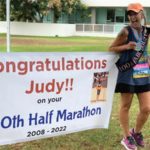 Judy after 100th half-marathon