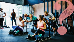 Group exercise class using exercise gamification