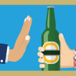 Illustration of hand pushing away alcohol to show alcohol health risks