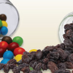 Candy and raisins to represent being with different people to eat better