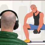 Person watching virtual training for stress reduction