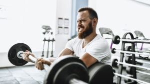 Man doing eccentric exercise