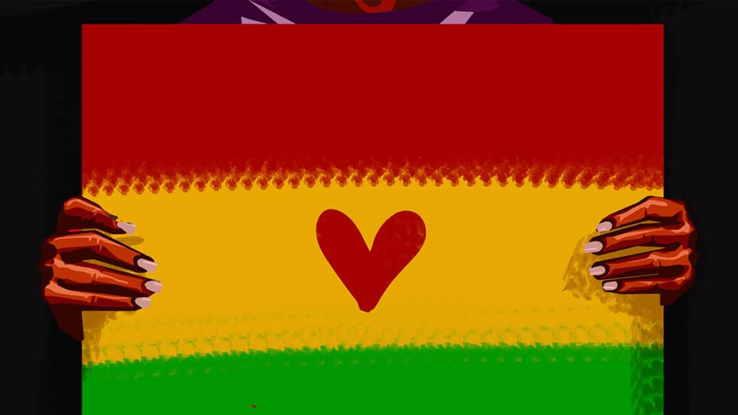 Black History Month Flag with Heart