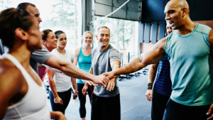 People joining a circuit training class