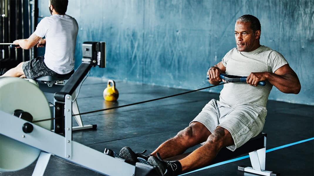 Man doing HIIT in gym to represent HIIT controversy