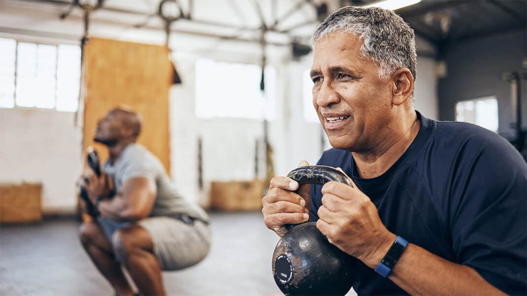 Older men exercising to prevent osteoporosis