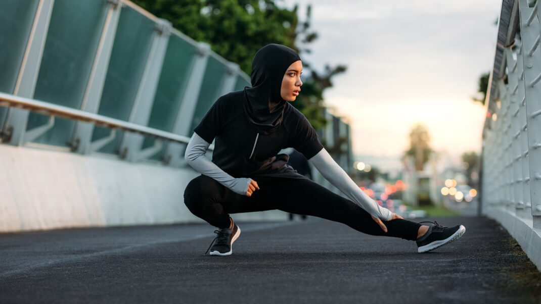 Muslim woman training during Ramadan