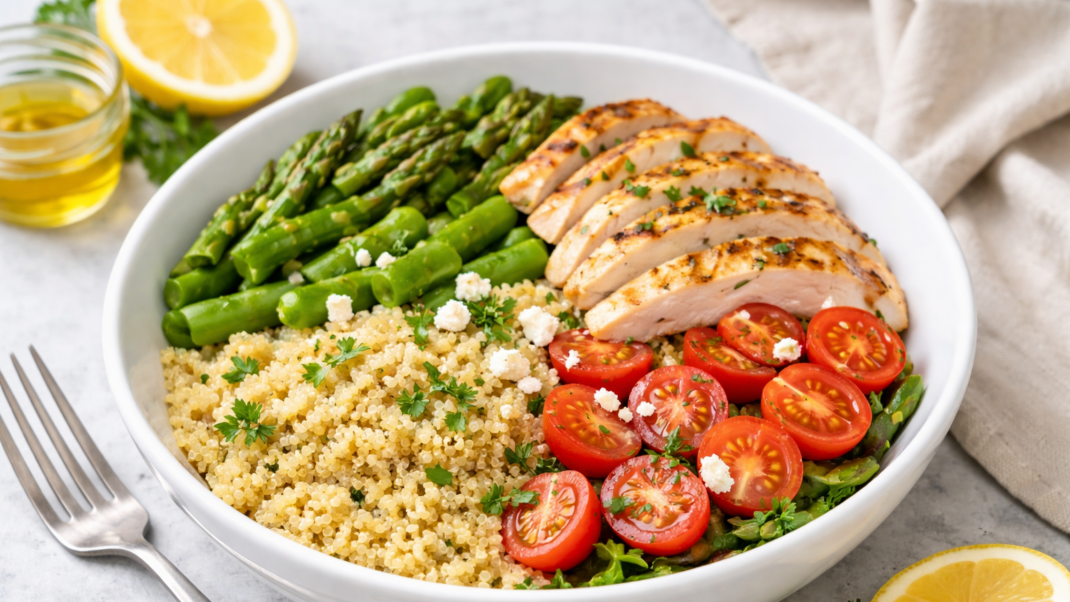 lemon herb and chicken quinoa power bowl