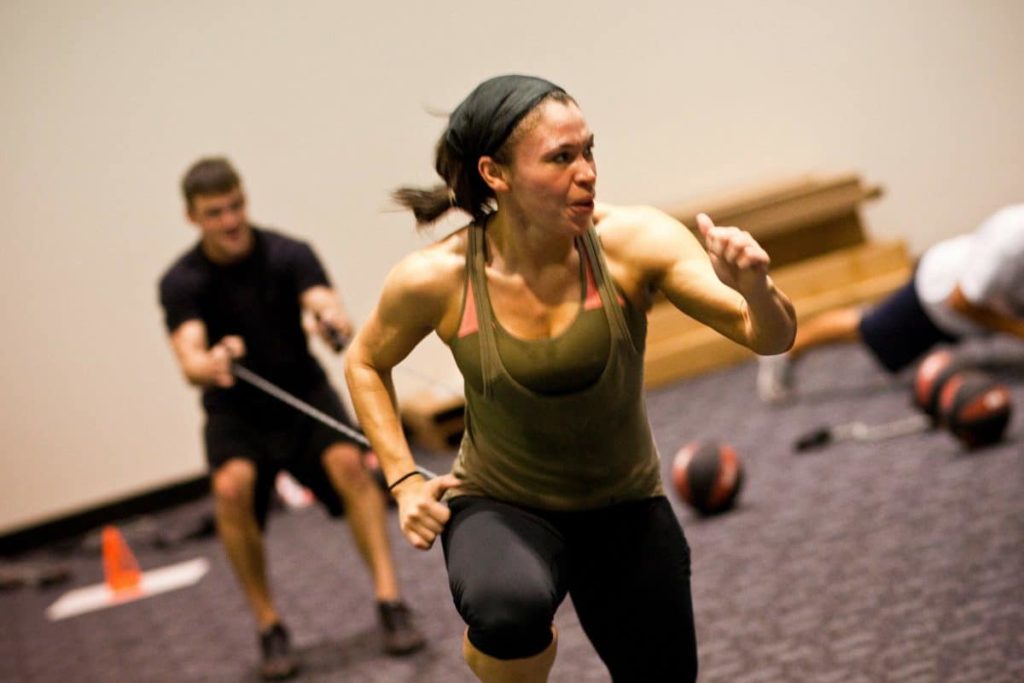 Person performing high-intensity interval training exercise